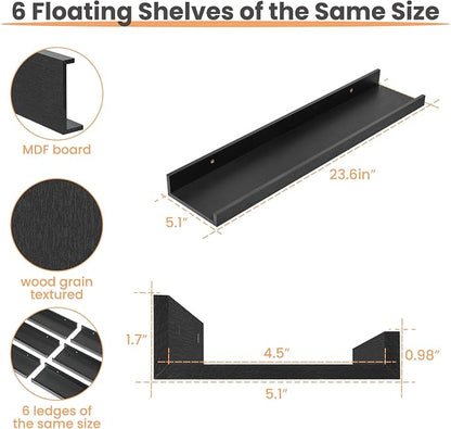 upsimples Floating Shelves for Wall, 23.6 Inch Shelves for Decor Storage Set of - Image 3