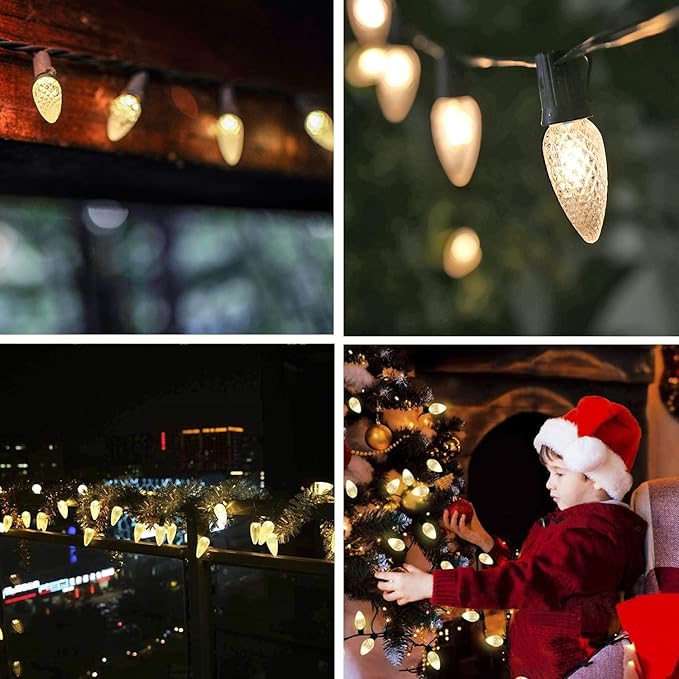 100Pack C9 Replacement LED Light Bulbs, Strawberry Christmas Bulb 2700K Soft White Shatterproof & Waterproof Outdoor String Light Bulbs, E17 Candelabra Base Edison Bulbs for Holiday Decoration