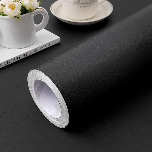 practicalWs 35.4 in x118 in Black Wallpaper Peel and Stick Wallpaper Shelf by practicalWs