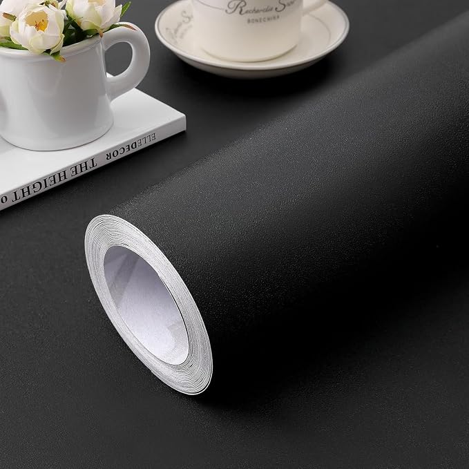 practicalWs Peel and Stick Wallpaper 23.6" x 118" Black Wallpaper Self Adhesive by practicalWs