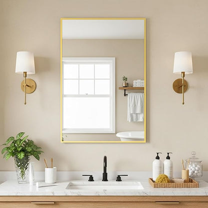 FICTOR Bathroom Vanity Mirror-Gold, 30x20 Inch, Shatterproof & Anti-Rust by FICTOR