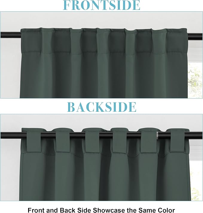 RYB HOME Dark Green Small Blackout Window Curtains - Image 7