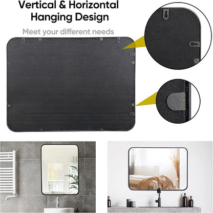 ZenStyle 2 Packs Black Metal Framed Rectangular Wall Mirror 22" x 30" Bathroom - Image 5
