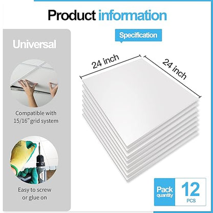 Art3d 12-Pack Smooth Drop Ceiling Tile 2ft x 2ft - Image 4