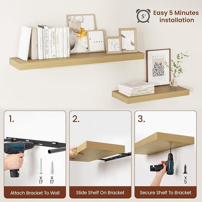 Vivelove 12 Inch Deep Floating Shelves 24 inch Long, 24 x 12 Wide Display - Image 9