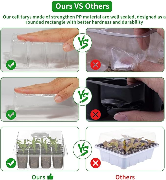 120 Cells Reusable Seed Starter Tray, 10 Pack Seedling Starter Kit for Greenhouse Propagator Station Planting Growing (Clear)