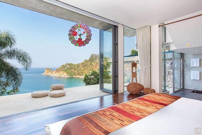 Hummingbird Wind Spinner Metal Garden Decor Outdoor 3D Stainless Steel Sculptures Kinetic Hanging Whirligigs Yard Art Decorations Backyard Indoor Patio Lawn Ornaments Clearance Sun Catcher Windmill