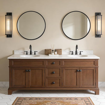 WallBeyond Black Round Wood Mirror 24 inch Circle Wall Mirror - Image 5