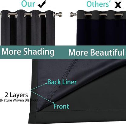Yakamok 100% Blackout Curtains Energy Saving Thermal Insulated 2 Thick Layers - Image 5