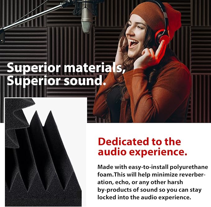 FONESO 52 Pack 1"×12"×12" Wedge Acoustic Foam Panels, High Density Soundproof - Image 5