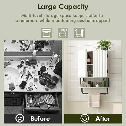RUSTOWN Fluted Bathroom Wall Cabinet - Image 9