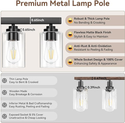 6-Light Bathroom Light Fixtures, Matte Black Light Fixture, Classic Wall Light - Image 5