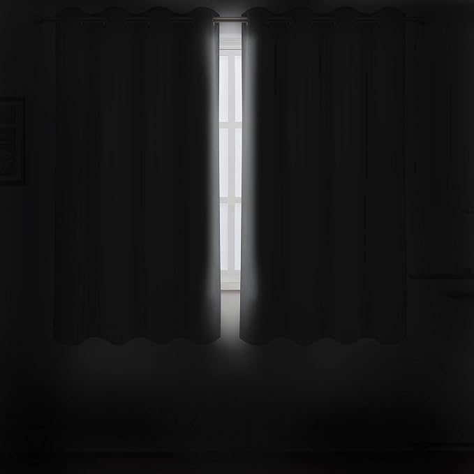 LEMOMO Grey Bedroom Blackout Curtains/52 x 63 Inch Long/Set of 2 Curtain - Image 3