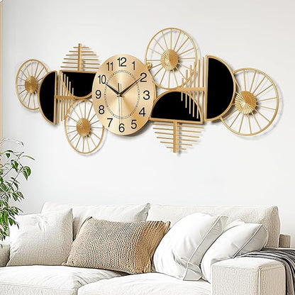 Large Wall Clock, Modern Silent Non-Ticking Metal Wall Art Wall Clocks Battery by Axioglo