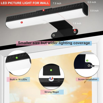 Wall Picture Lights with Remote, Dimmable Painting Light Battery Powered with 3 - Image 3