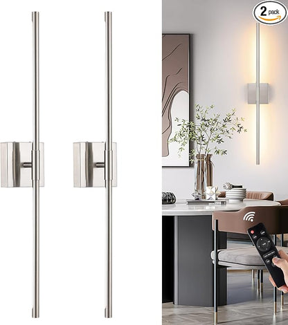 Morauroral Battery Operated Wall Sconces Set of 2, Dimmable Battery Wall Sconce by Morauroral