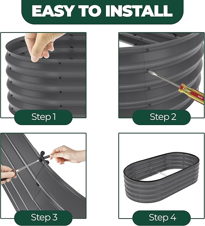 Utopia Home Galvanized Raised Garden Bed, 4 by 2 by 1 feet Lightweight Planter Boxes Outdoor with Easy Assembly, Large Garden Bed for Vegetables, Fruits, Flowers, Dark Grey