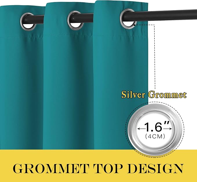 NICETOWN Peacock Teal Blackout Curtains 84inch Length - Image 3