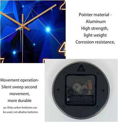 Blue Wall Clock Battery Operated 14 Inch Modern Wall Clock Non Ticking Glass - Image 9