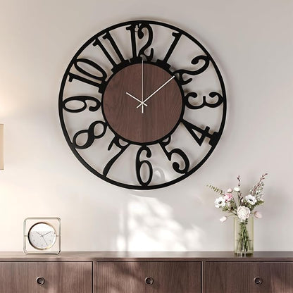 Large Wall Clock for Living Room Decor, 24 inch Decorative Wood Wall Clocks - Image 2