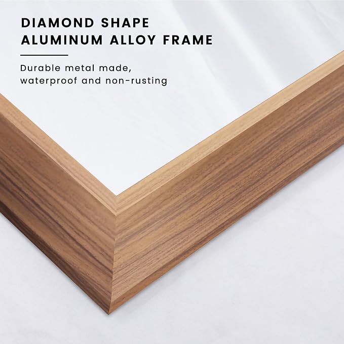Amorho Bathroom Mirror, 60 X36 Inch Wall Mirror, Walnut Wood Grain Metal Framed - Image 2