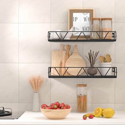 Amaoot Floating Shelves Set of 3, Home Wood Wall Shelf, Farmhouse Shelf - Image 2