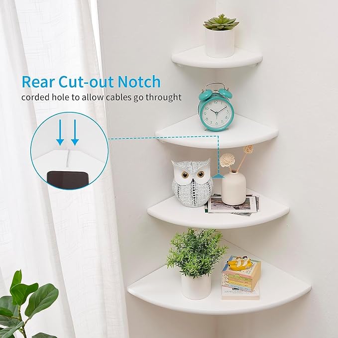 Corner Shelves, Floating Corner Shelf, Round End - Image 3