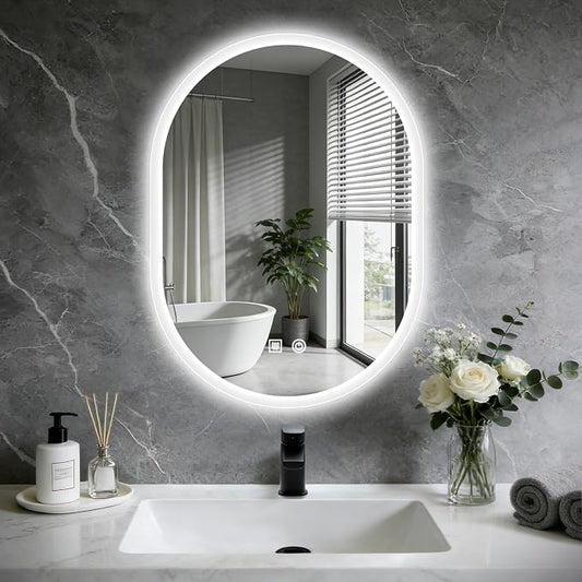 20x28 LED Bathroom Mirror with Lights Oval, Lighted Bathroom Vanity Mirror by Unknown