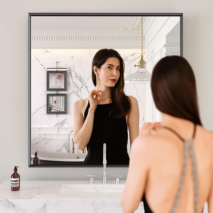LOAAO Black Bathroom Mirror 36"X36" - Image 2