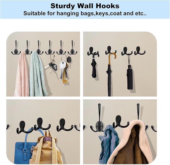 Kruodop 10 Pack Wall Hooks Wall Mounted Coat Hooks - Image 7