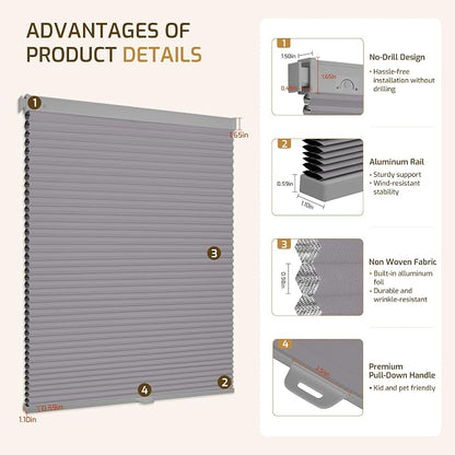 Grandekor No Drill No Tools Cordless Cellular Shades, UV Protection Privacy No - Image 9
