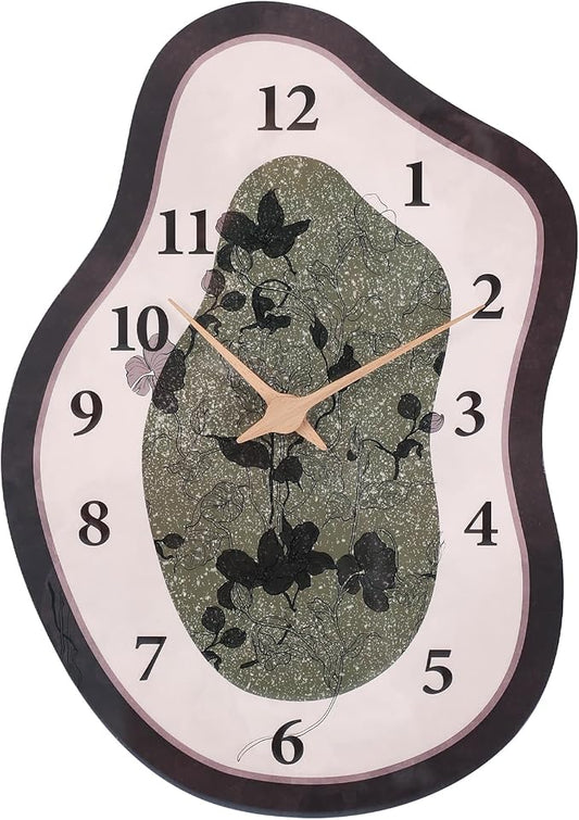 Mid Century Retro Irregular Shape Wall Clock, Silent Non-Ticking Battery by SCOAGE