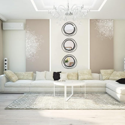 3 Set 13 inch Black Circle Mirrors Wall Decor Iron Frame Wire Mirror Metal - Image 3