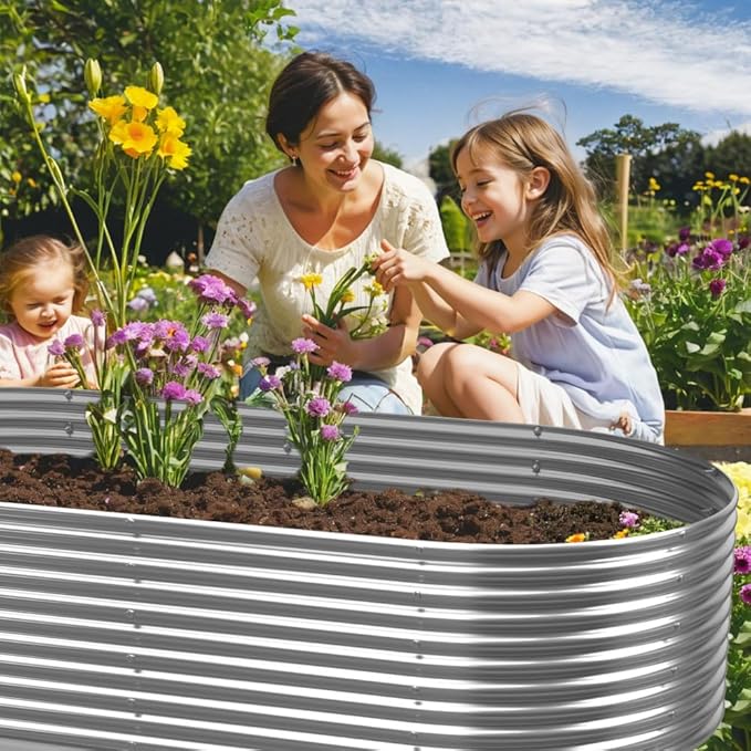 Tall Galvanized Raised Garden Bed Outdoor,Metal Garden Bed for Vegetables,Steel Raised Beds for Gardening,Above Ground Garden Box for Flower-44x22 inch