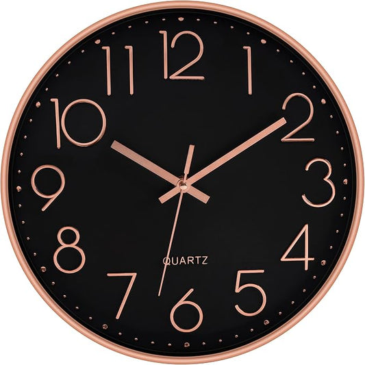 Foxtop Modern Wall Clock 12 Inch Non-Ticking Silent Battery Operated Round by Foxtop