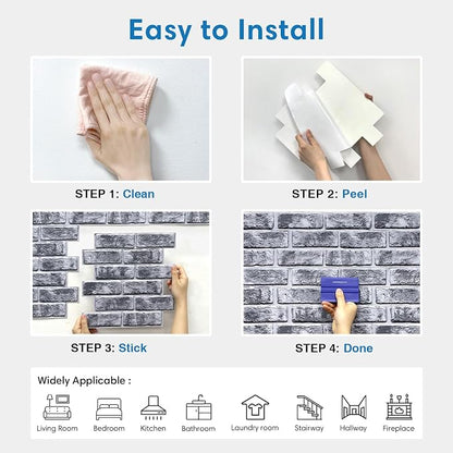 COMSTICKC 3D Faux Brick Wall Panels Peel and Stick, Small Size Thin PVC - Image 8