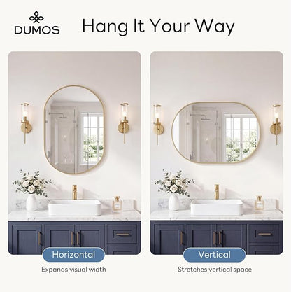 DUMOS 20" x 30" Oval Bathroom Mirror, Tempered Glass, Morden Vanity Mirror - Image 4
