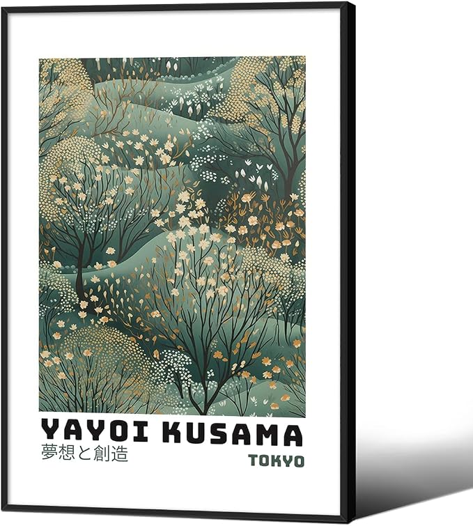 Yayoi Kusama Inspired Poster Japanese Botanical Wall Art Abstract Yayoi Kusama by Unknown