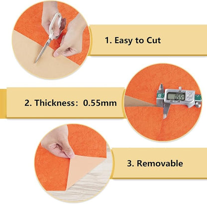 Wallercity Orange Crushed Felt Velvet Wallpaper Peel and Stick Creative Orange - Image 8