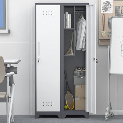 GREATMEET Slim Locking Metal Garage Storage Cabinet, Tall Steel Narrow Broom - Image 5