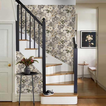 18"x236" Boho Cream/Brown Daisy Flower Peel and Stick Self Adhesive Wallpaper - Image 6