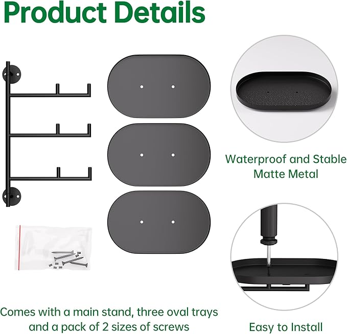 Rotating Window Plant Shelves for Multiple Plants Indoors,3-tier Metal Corner black Plant Stand Holder Floating Plant Shelf for Wall，Windows Sill Gifts for Plant Lovers to Enhance Home Decor
