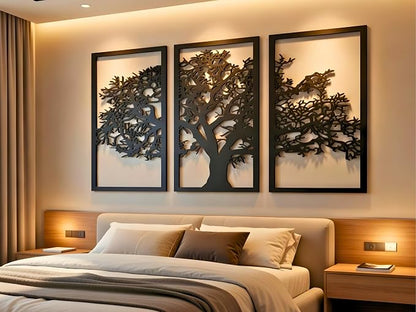 Vailla Tree of Life Wall Art 3pcs Family Tree Wall Decor 3D Wooden Wall Hanging - Image 2