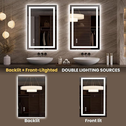 LOAAO 23.6"x35.4" LED Mirror for Bathroom, Lighted Bathroom Mirror - Image 5