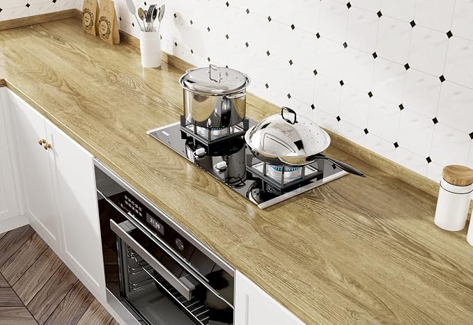 WESTICK Glossy Brown Wood Contact Paper Self Adhesive Wooden Wallpaper Kitchen - Image 5