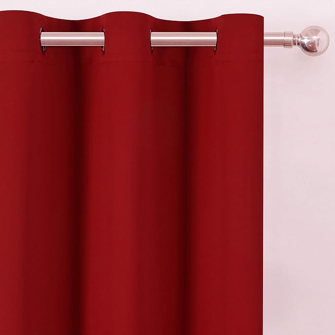 LEMOMO Blackout Curtains 66 x 95 inch/Red Curtains Set of 2 Panels/Thermal - Image 7