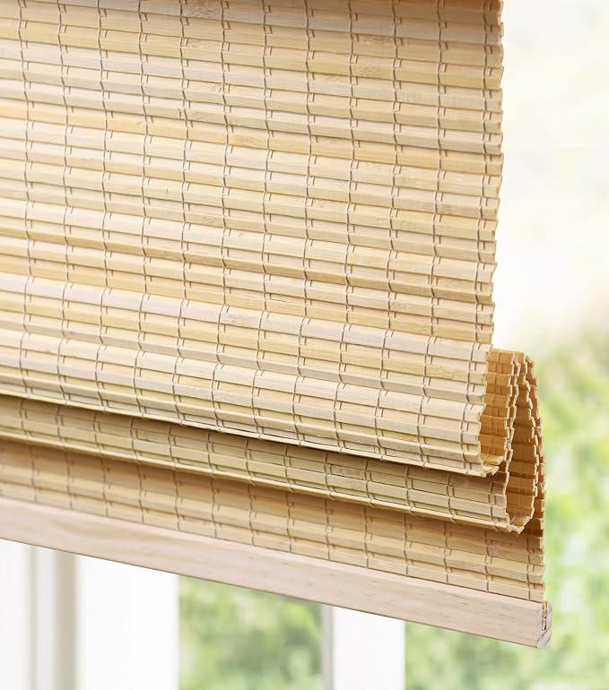 LazBlinds Cordless Bamboo Roman Shades, Privacy Window Treatment, Roll Up - Image 3