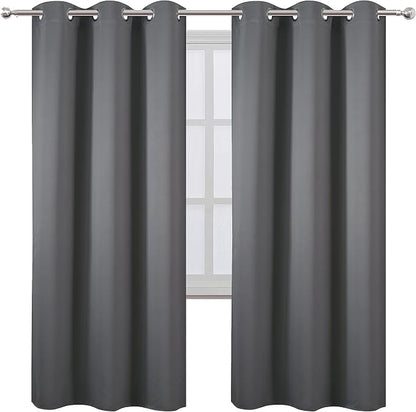 LEMOMO Grey Thermal Blackout Curtains/42 x 72 Inch/Set of 2 Panels Room - Image 2