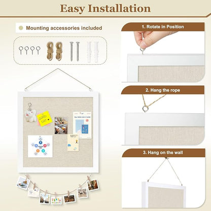 Double-Sided Cork Board with Linen, Picture Display Vision Board Kit Corkboards - Image 4