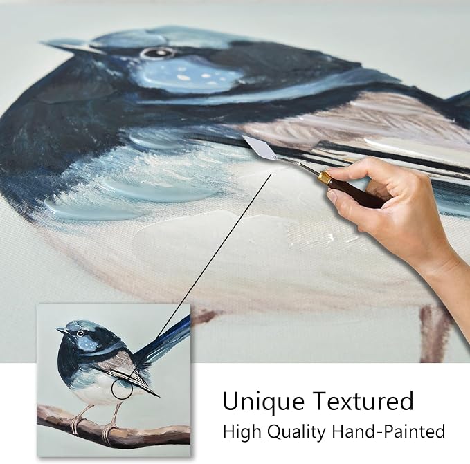 JolyWell Hand-Painted Bathroom bird wall artt, Sparrow canvas Wall Picture - Image 3